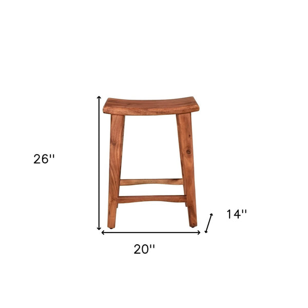 HomeRoots 26" Brown Backless Bar Chair – Chic Solid Wood Design for Modern Spaces, Durable & Stylish Comfort 522380