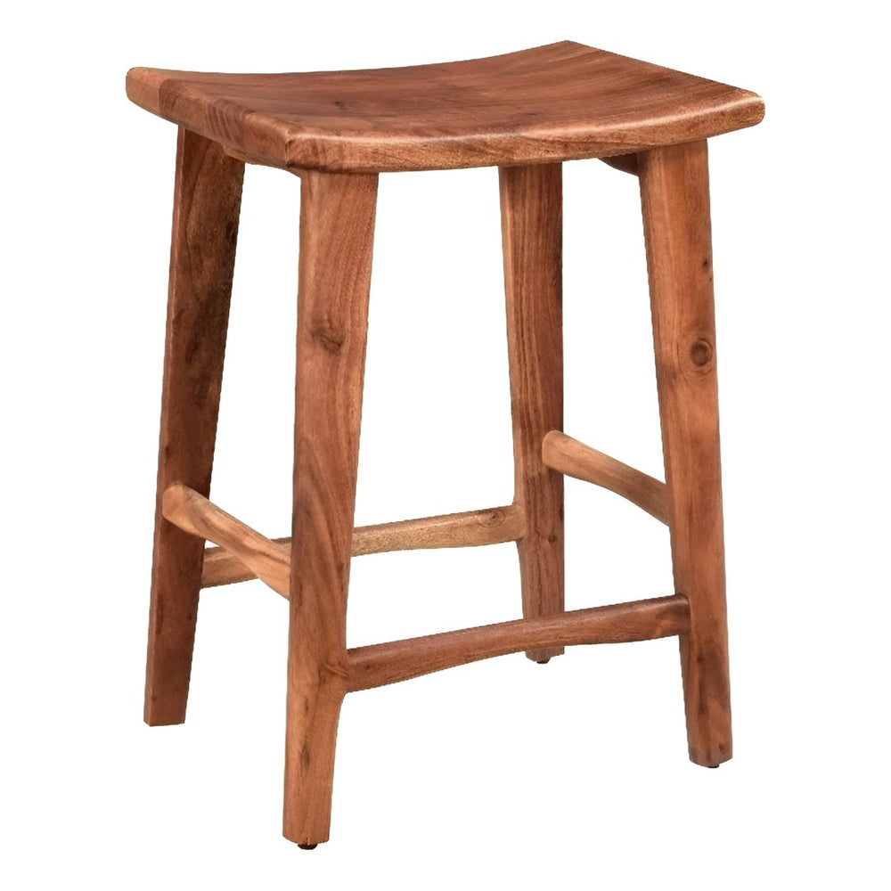 HomeRoots 26" Brown Backless Bar Chair – Chic Solid Wood Design for Modern Spaces, Durable & Stylish Comfort 522380