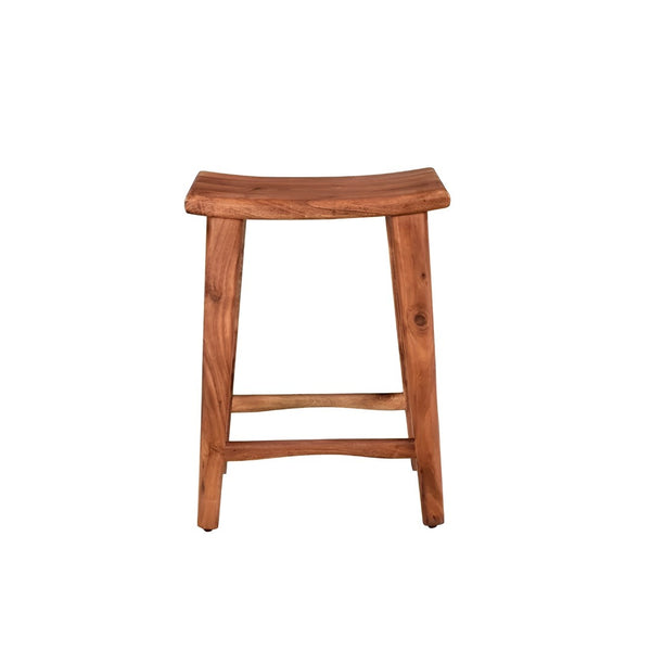 HomeRoots 26" Brown Backless Bar Chair – Chic Solid Wood Design for Modern Spaces, Durable & Stylish Comfort 522380