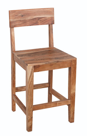 Homeroots 18" Wood Brown Solid Wood Counter Height Bar Chair   522381