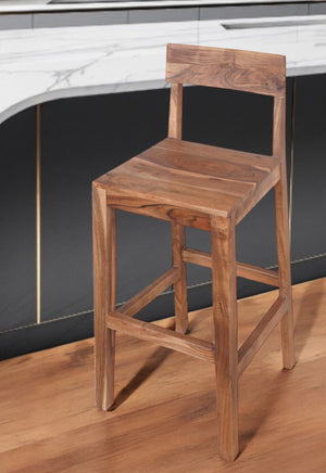 Homeroots 30" Solid Wood Bar Height Bar Chair   522382