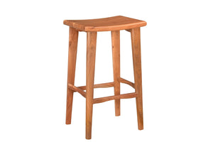 HomeRoots 32" Brown Backless Counter Height Bar Chair - Rustic Solid Wood with Bucket Seat & Footrest 522383