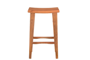HomeRoots 32" Brown Backless Counter Height Bar Chair - Rustic Solid Wood with Bucket Seat & Footrest 522383