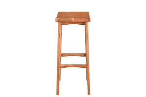 HomeRoots 32" Brown Backless Counter Height Bar Chair - Rustic Solid Wood with Bucket Seat & Footrest 522383
