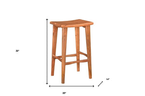 Homeroots 32" Wood Brown Solid Wood Backless Counter Height Bar Chair   522383