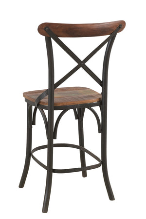 HomeRoots 24" Stylish Brown & Black Metal Bar Chair - Modern Design with Comfort Armrests & Footrest 522385