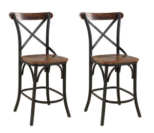 HomeRoots 24" Stylish Brown & Black Metal Bar Chair - Modern Design with Comfort Armrests & Footrest 522385