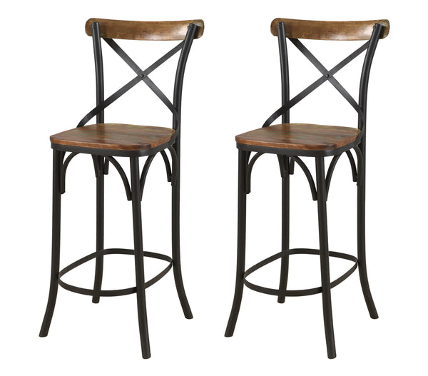 Homeroots 30" Brown And Black Metal Counter Height Bar Chair   522386
