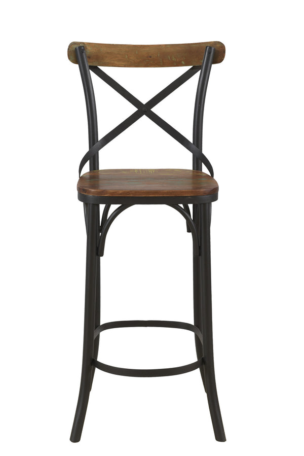 Homeroots 30" Brown And Black Metal Counter Height Bar Chair   522386