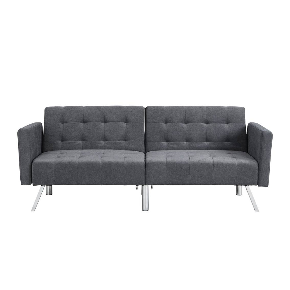 Homeroots 75" Dark Gray Linen Sleeper Sofa With Silver Legs   522394