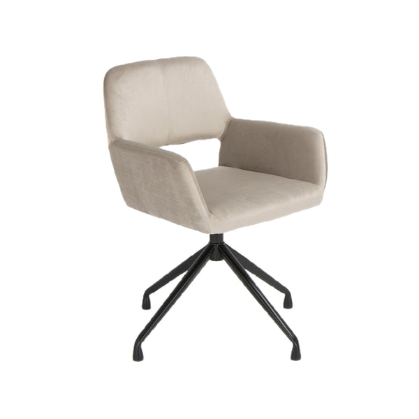 Homeroots Beige And Black Velvet Swivel Office Chair  Velvet Fabric,Metal 522396