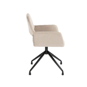 Homeroots Beige And Black Velvet Swivel Office Chair  Velvet Fabric,Metal 522396