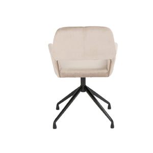 Homeroots Beige And Black Velvet Swivel Office Chair  Velvet Fabric,Metal 522396