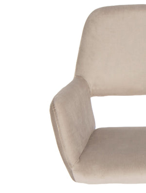 Homeroots Beige And Black Velvet Swivel Office Chair  Velvet Fabric,Metal 522396