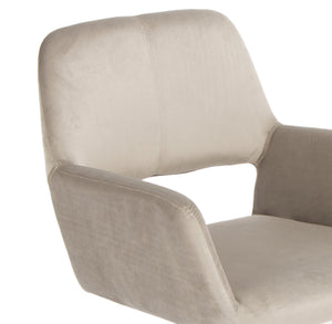 Homeroots Beige And Black Velvet Swivel Office Chair  Velvet Fabric,Metal 522396