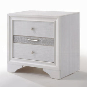 English Elm Contemporary Nightstand with Textured Finish and 2 Drawers — Modern Wooden Bedroom Storage, Easy Assembly White 20 L x 29 W x 30 H B2741P321725