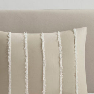 English Elm 3 Striped Cotton Comforter Set Full/Queen with Clip Jacquard Trim, Hypoallergenic OEKO-TEX Certified Bedding taupe 22.83 L x 22.05 W x 10.63 H B035P268144