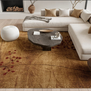 HomeRoots 10' Elegant Brown Floral Power Loom Area Rug - Timeless Charm for Living Room & Bedroom Decor 10' X 13' Rectangle 522400