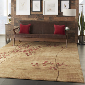 Homeroots 10' X 13' Brown Floral Power Loom Area Rug  Polyester 522400