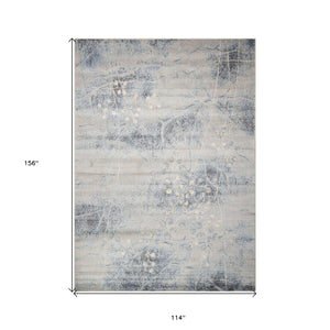 Homeroots 10' X 13' Blue And Silver Floral Power Loom Area Rug  Polyester 522401