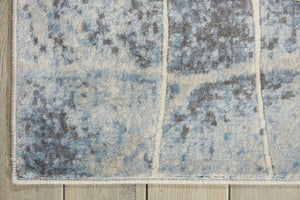 Homeroots 10' X 13' Blue And Silver Floral Power Loom Area Rug  Polyester 522401