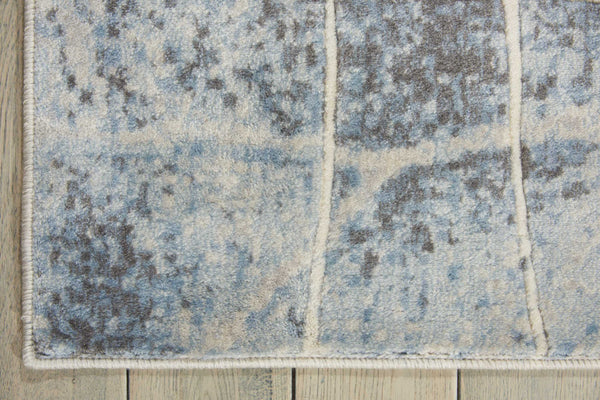 Homeroots 10' X 13' Blue And Silver Floral Power Loom Area Rug  Polyester 522401