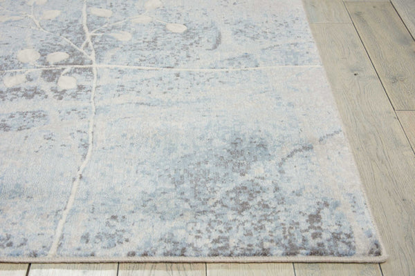 HomeRoots 10' Elegant Blue and Silver Floral Power Loom Area Rug for Timeless Style and Easy Maintenance 10' X 13' 522401