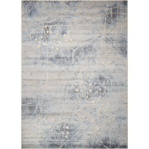 Homeroots 10' X 13' Blue And Silver Floral Power Loom Area Rug  Polyester 522401