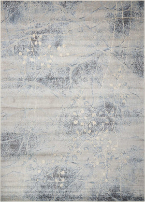 HomeRoots 10' Elegant Blue and Silver Floral Power Loom Area Rug for Timeless Style and Easy Maintenance 10' X 13' 522401