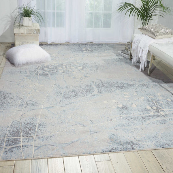 HomeRoots 10' Elegant Blue and Silver Floral Power Loom Area Rug for Timeless Style and Easy Maintenance 10' X 13' 522401