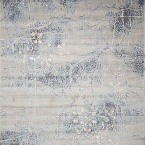 Homeroots 10' X 13' Blue And Silver Floral Power Loom Area Rug  Polyester 522401