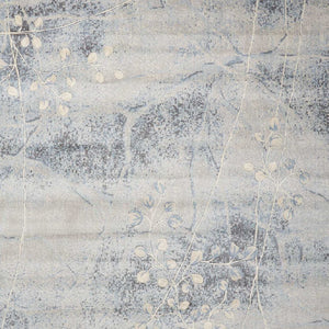 Homeroots 10' X 13' Blue And Silver Floral Power Loom Area Rug  Polyester 522401