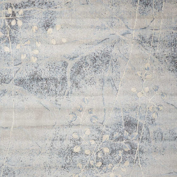 Homeroots 10' X 13' Blue And Silver Floral Power Loom Area Rug  Polyester 522401