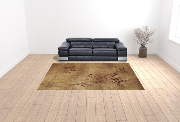 HomeRoots 10' Elegant Brown Floral Power Loom Area Rug - Timeless Charm for Living Room & Bedroom Decor 9' X 12' Rectangle 522402