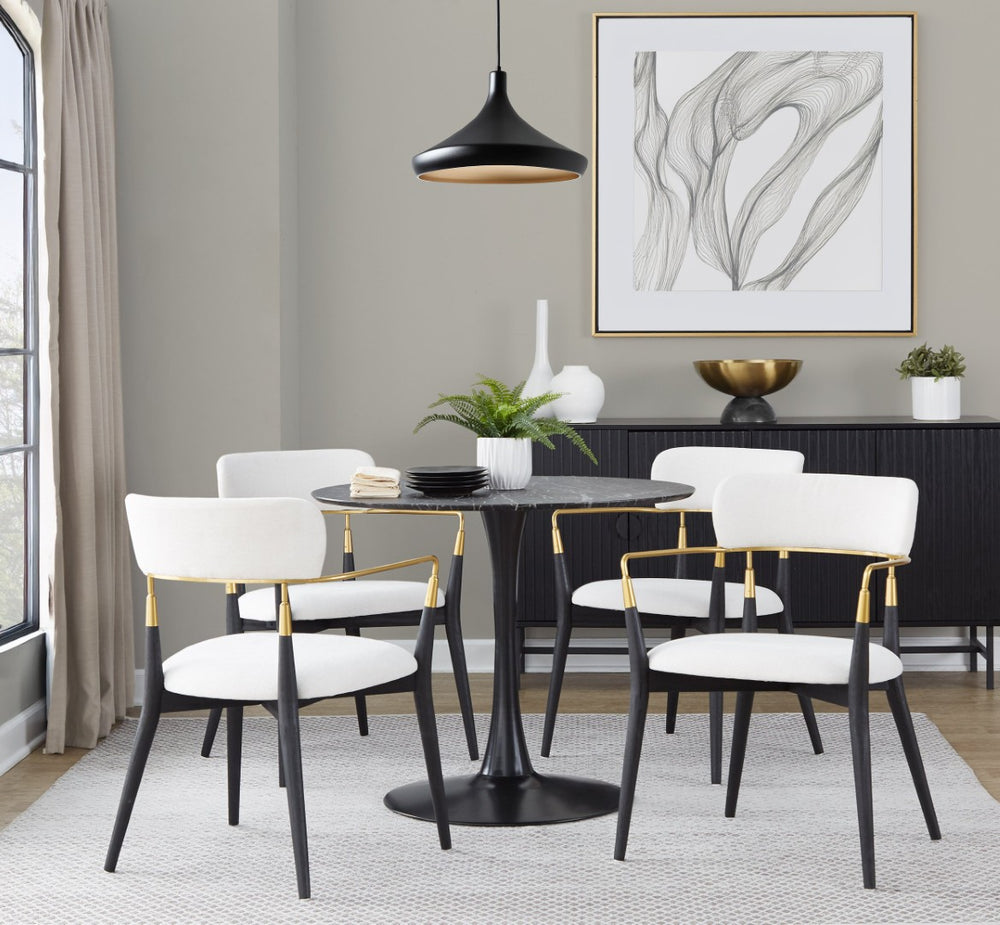 English Elm Chair Set of 2 White Faux Leather Seats with Angular Black Metal Legs Modern Dining B202P471339