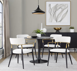 English Elm Chair Set of 2 White Faux Leather Seats with Angular Black Metal Legs Modern Dining B202P471339