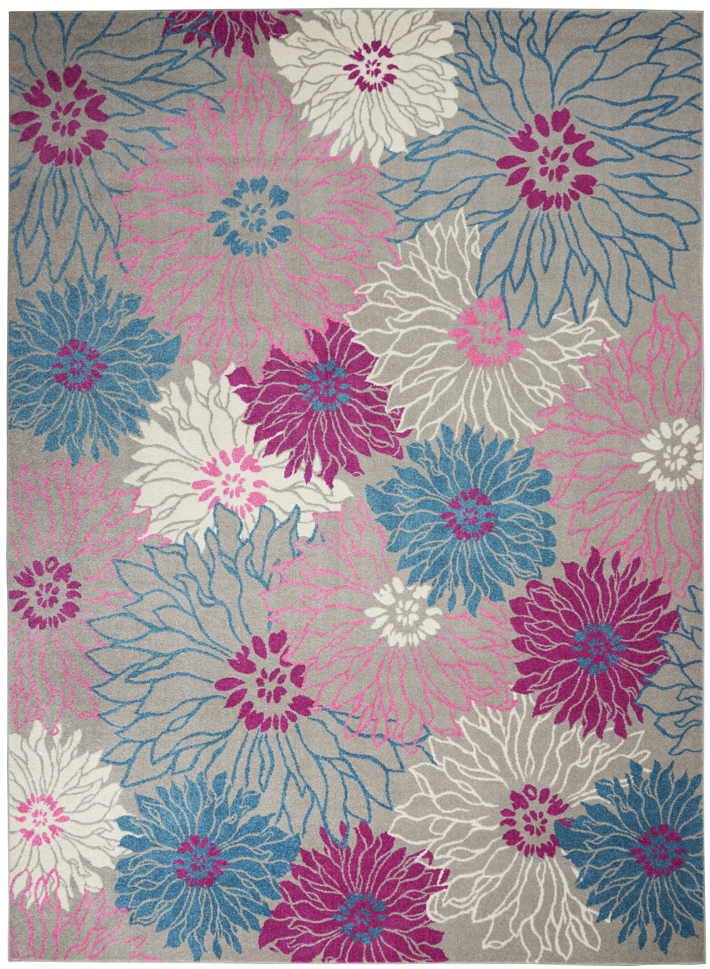 Homeroots 9' X 12' Blue Floral Power Loom Area Rug  Polypropylene 522404