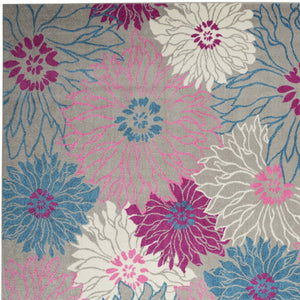 Homeroots 9' X 12' Blue Floral Power Loom Area Rug  Polypropylene 522404