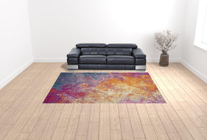 HomeRoots 9' Blue Abstract Power Loom Area Rug – Contemporary Style, Durable, Easy Care for Any Room Decor 9' X 12' Rectangle 522405