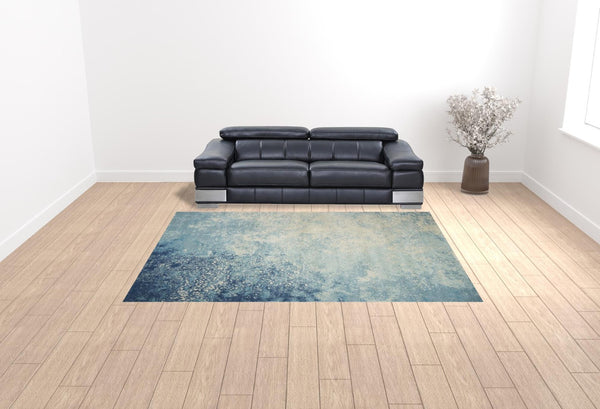 HomeRoots 9' X 12' Black Abstract Area Rug - Contemporary Power Loom Design for Cozy Modern Living Spaces Blue 522406