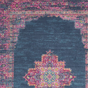 Homeroots 9' X 12' Blue Floral Power Loom Area Rug  Polypropylene 522408
