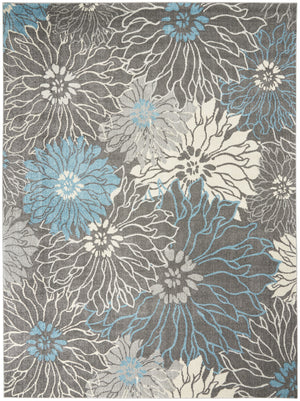 Homeroots 9' X 12' Charcoal Floral Power Loom Area Rug  Polypropylene 522410