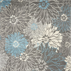 Homeroots 9' X 12' Charcoal Floral Power Loom Area Rug  Polypropylene 522410