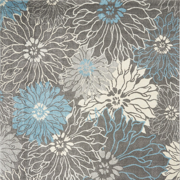 Homeroots 9' X 12' Charcoal Floral Power Loom Area Rug  Polypropylene 522410