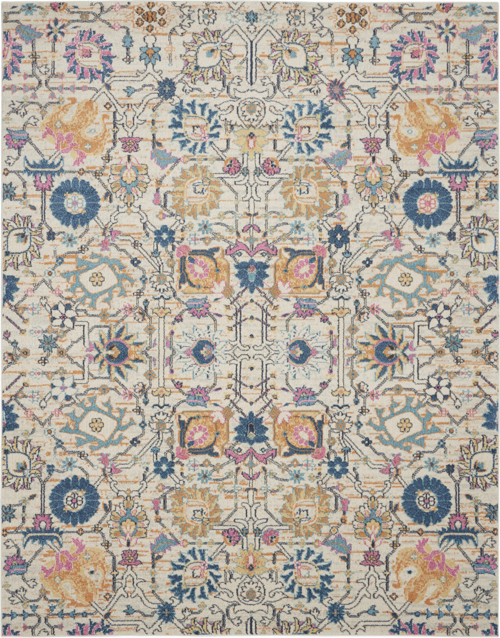 Homeroots 9' X 12' Cream Floral Power Loom Area Rug  Polypropylene 522411