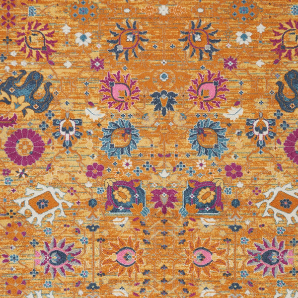 Homeroots 9' X 12' Gold Floral Power Loom Area Rug  Polypropylene 522414