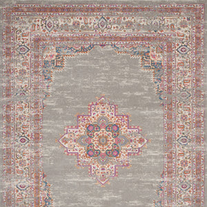 Homeroots 9' X 12' Gray Floral Power Loom Area Rug  Polypropylene 522415