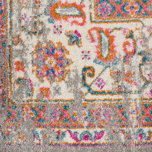 Homeroots 9' X 12' Gray Floral Power Loom Area Rug  Polypropylene 522415