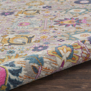 HomeRoots 9' X 12' Floral Power Loom Area Rug - Timeless Design for Elegant Spaces with Durable Performance Gray, Ivory 522416