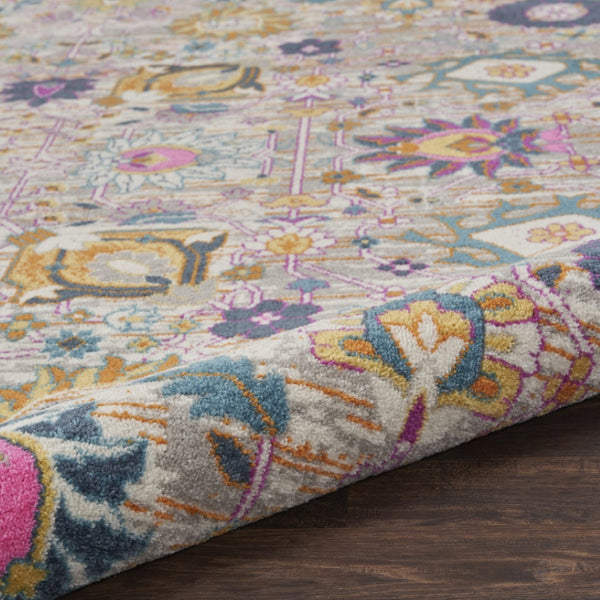 HomeRoots 9' X 12' Floral Power Loom Area Rug - Timeless Design for Elegant Spaces with Durable Performance Gray, Ivory 522416